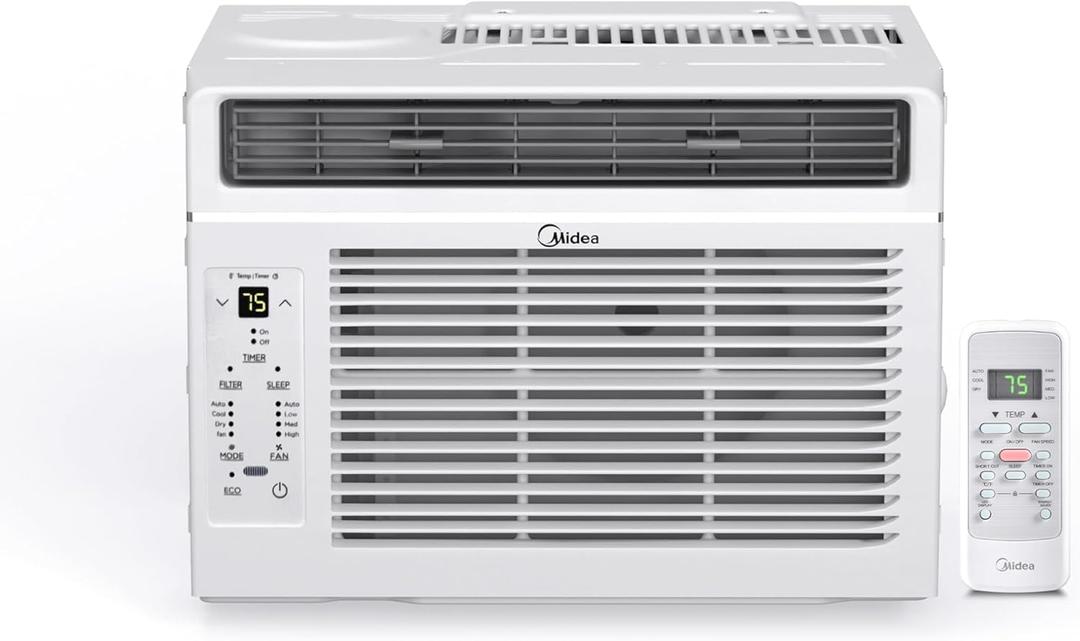 Midea 6,000 BTU Window Air Conditioner, 3-in-1 Cool/Fan/Dehumidifier Window AC Unit, Easycool Air Conditioner with Remote Control, Cools up to 250 Sq. Ft., Fits bedroom, study, office