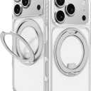 AMAZINGthing for iPhone 17 Pro [Titan Pro MagSpin Case], Built-in 360 Spin Stand, Designed for MagSafe Accessories, 12FT Drop Proof, Magnetic Phone Cover with Rotatable Kickstand, Clear