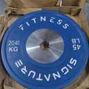 Signature Fitness Fitvids 2" Olympic Competition Bumper Plate with Steel Hub for Strength Training and Powerlifting - Minimal Bounce  45LBS Single  45-Pound, Single  Blue