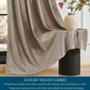 PRIMROSE Taupe Curtains 102 inch for Living Room,2 Panels Velvet Drapes Blackout Rod Pocket Back Tab Window Treatment Room Darkening Decorative Thick Curtains for Bedroom