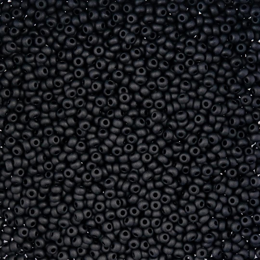 Czech Glass Seed Beads 11/0 Opaque Black Matt - 23Gram Vial of DIY Jewelry Making Beads Preciosa (Jablonex)