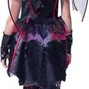 IKALI Halloween Vampire Bat Costume for Girls with Wings,Kids Gothic Darkness Fancy Dress Outfit