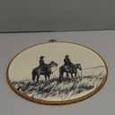 LKETW Vintage Western Cowboy Oval Wall Art Decor, Vintage Farmhouse Western Oval Canvas Hanging Decor, Retro Country Southwestern Rodeo Wall Decorations for Home Living Room Bedroom, 11.4x8.6 Inch