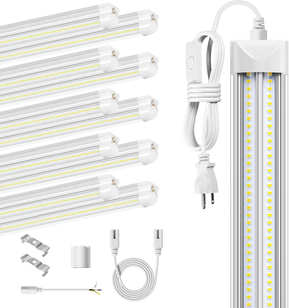 8' Led Shop Lights,Super Bright 19500LM 100W 5000K 8FT Led Shop Light, Linkable 8FT Garage Ceiling Lights for Garage Ceiling Workshop Warehouse