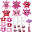Realspring 24 Sets Monster Valentine's Day Crafts DIY Valentines Paper Crafts Tissue Paper Crafts Kit Arts Hanging Ornament for Sunday School Crafts Valentine Party Game Activities