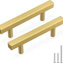 Haidms 20 Pack 3-3/4in(96mm) Gold Cabinet Handles Brushed Brass Drawer Pulls Square Bar Hardware Pull for Kitchen Cupboard Dresser