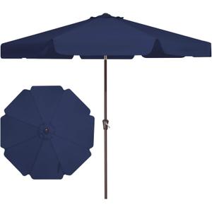 JEAREY 9 FT Patio Umbrella Outdoor, Table Umbrellas Market Umbrella w/Push Button Tilt/Crank, 8 Sturdy Ribs(Navy Blue)