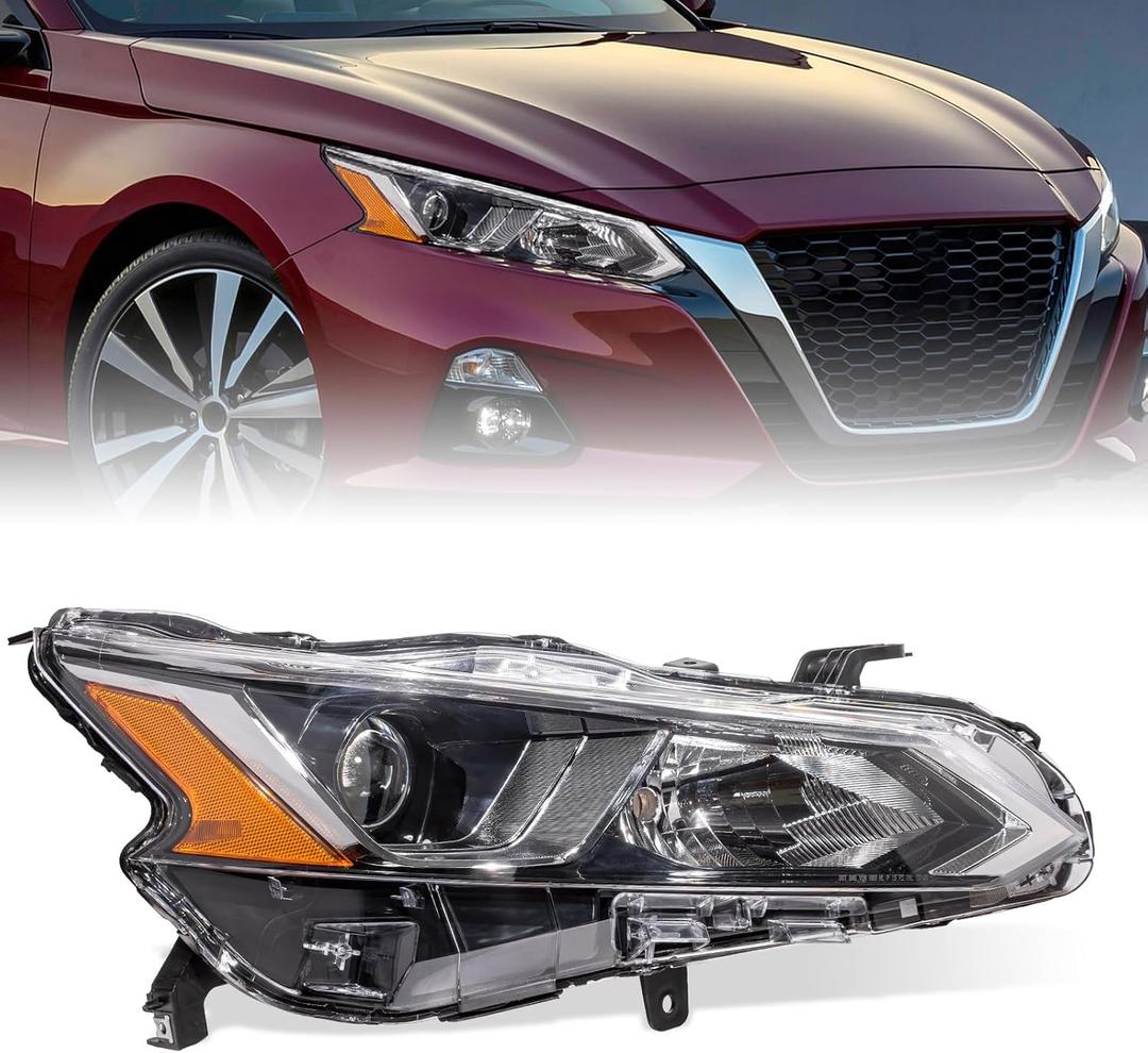 Halogen Headlights Compatible with 2019 2020 2021 2022 Nissan Altima Headlamp Replacement for NI2503265 (Right Passenger Side)