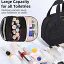 Initial Travel Toiletry Bag, Personalized Cosmetic Bags Birthday Gifts for Women, Makeup Bag Organizer with Handle, Travel Bag for Toiletries with Brush Holder (S, Black)
