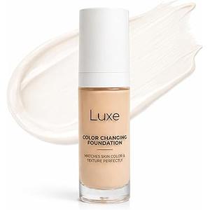 Luxe Research Color Changing Foundation for Women – Instantly Adapts to Skin Tone – Buildable Light-to-Medium Coverage Liquid Makeup – 12-Hour Wear, Natural Dewy Finish, 1.0 fl oz (Medium)