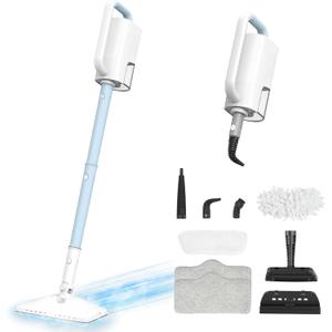 Steam Cleaner, 6 in1 Rotated Steam Mop Cleaner with 2 Modes, 2 Microfiber Pads, 400ML Removable Tank, 23FT Power Cable, Detachable Steam Mops for Floor, Laminate Floor, Tiles Cleaning (Azure)