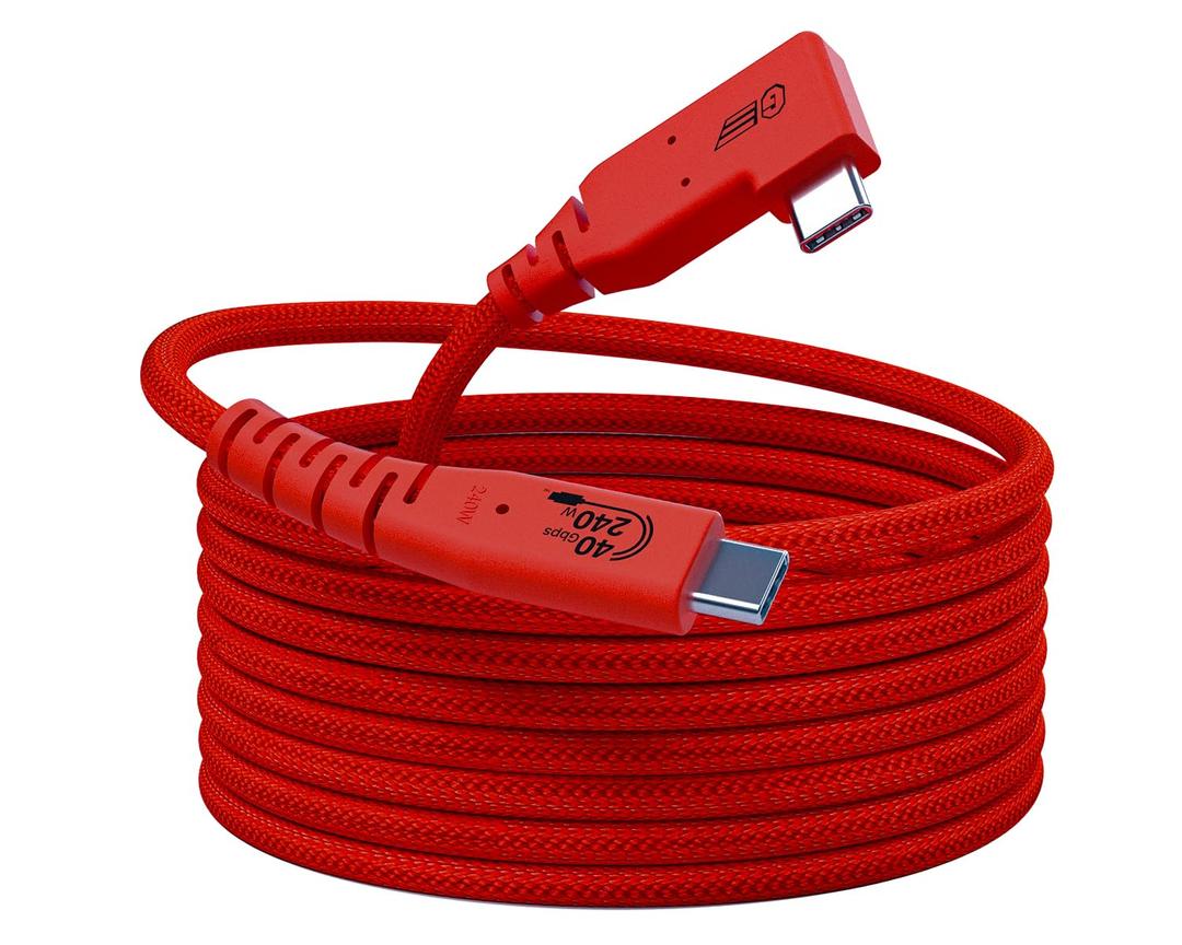 Right Angle 10FT USB C Tethering Cable, USB 4 40Gbps 8K@60Hz PD 240W, No-Lag Real-Time Camera-Computer Shooting, Fast Transfer & Video Output for Sony/Canon/Fujifilm/Nikon Camera, MacBook, VR Headset, Orange