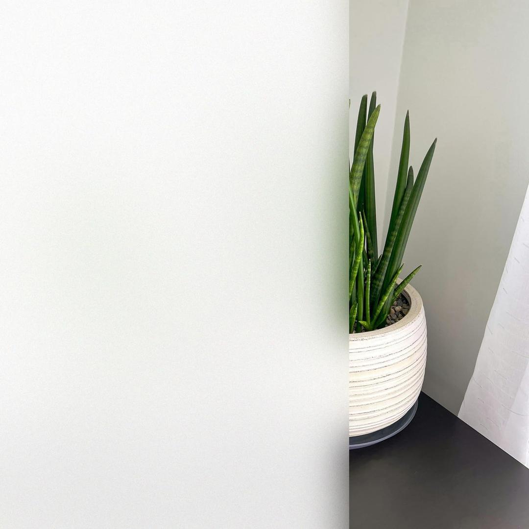 KESPEN Frosted Window Privacy Film Heat Control UV Sun Blocking Glass Stickers Static Cling Non Adhesive Door Coverings Decals for Bathroom Home Office, White Matte, 35.4 Inch X 6.5 Feet Frosted White