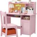 TaoHFE Pink Toddler Table and Chair Set,Wooden Kids Table and Chairs for Studying and Crafting, Kids Desk with Storage Kid Bedroom Furniture, Girl Table for Girls Pink