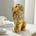 Gold Resin Lion Figurine, Decorative Sculpture