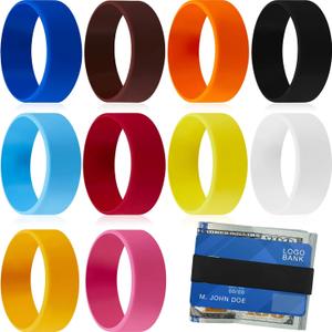 10 Pcs Rubber Cash Bands Money Bands for Cash Elastic Silicone Rubber Wallet Colored Wide Bills Straps Self Adhesive Currency Straps for Money Card License