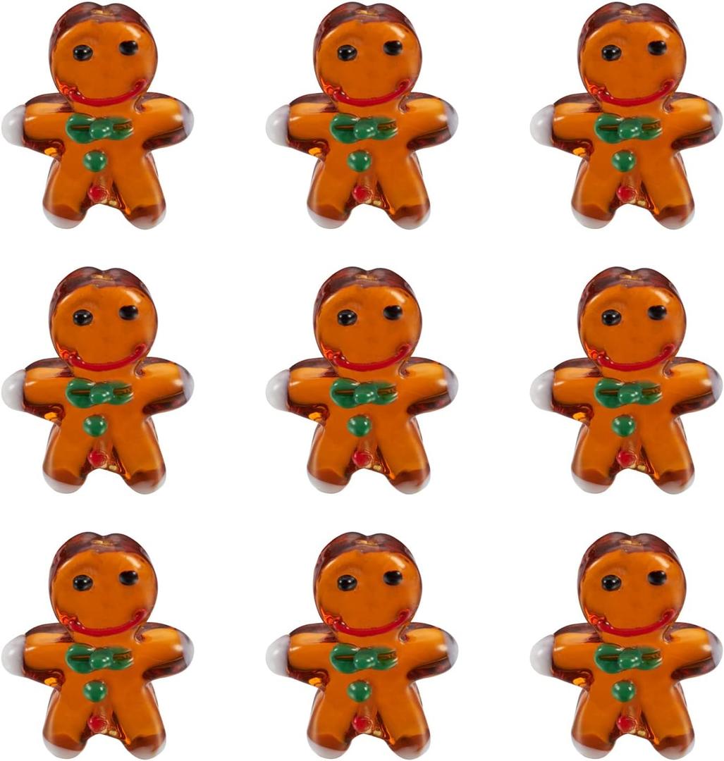 Pandahall 20Pcs Christmas Gingerbread Man Lampwork Glass Beads Handmade Mini Xmas Gingerman Loose Beads Murano Glass Spacer Beads for Jewelry Making Bracelet Necklace DIY Crafts