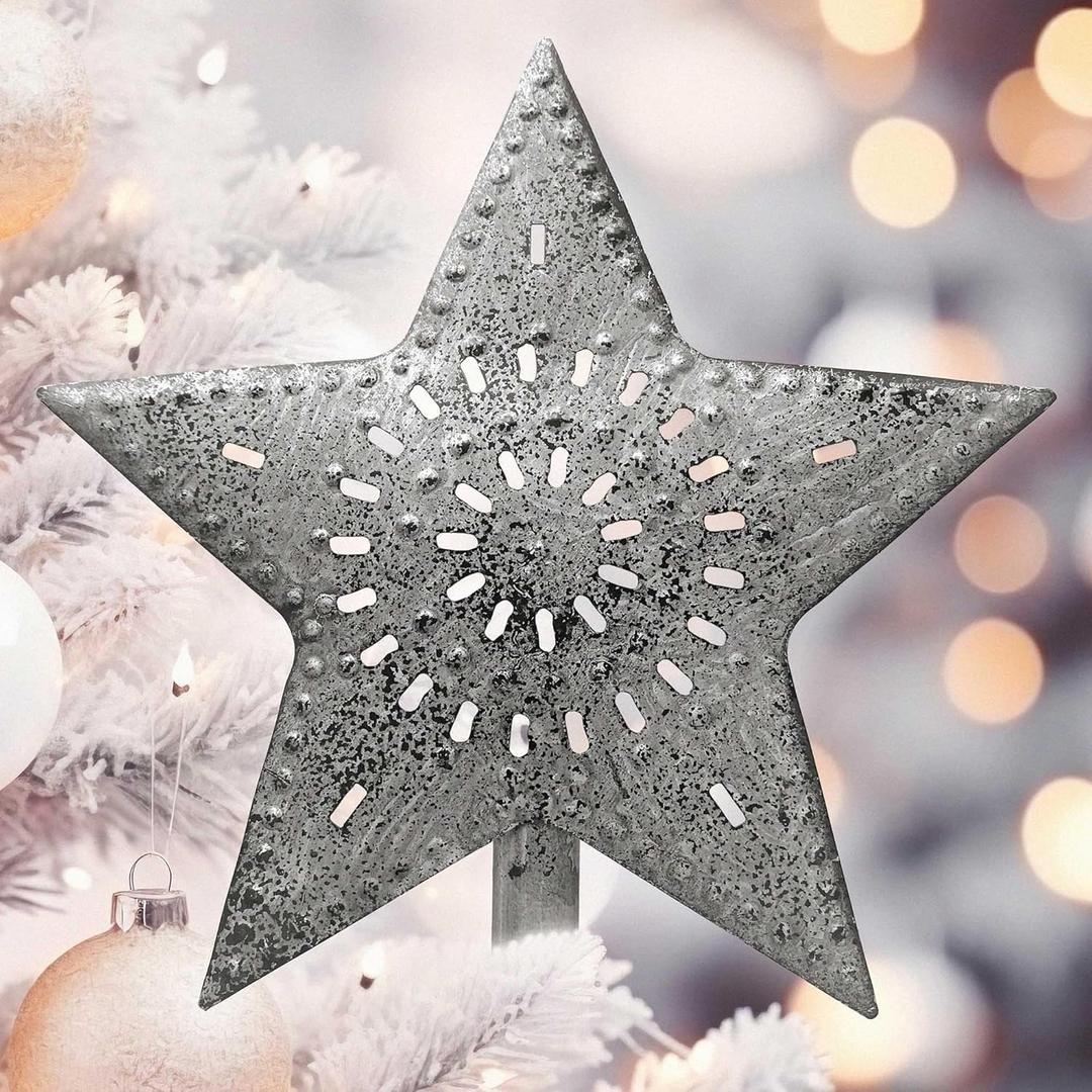 BCD Large Star Tree Topper 9.5" - Perfect for Country Christmas Tree