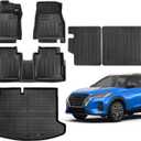 Custom Fit for 2018-2024 Nissan Kicks Floor Mats Cargo Liner Trunk and Backrest Mat Set All Weather TPE Accessories (Floor Mats+Cargo Liner+Backrest Mat)
