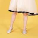 GOJERP Toddler Little Girl's Adorable Mary Jane Dress Shoes, Pearl Bow Ballet Flats for Girl Wedding Party School Shoes (Golden, Numeric_8)