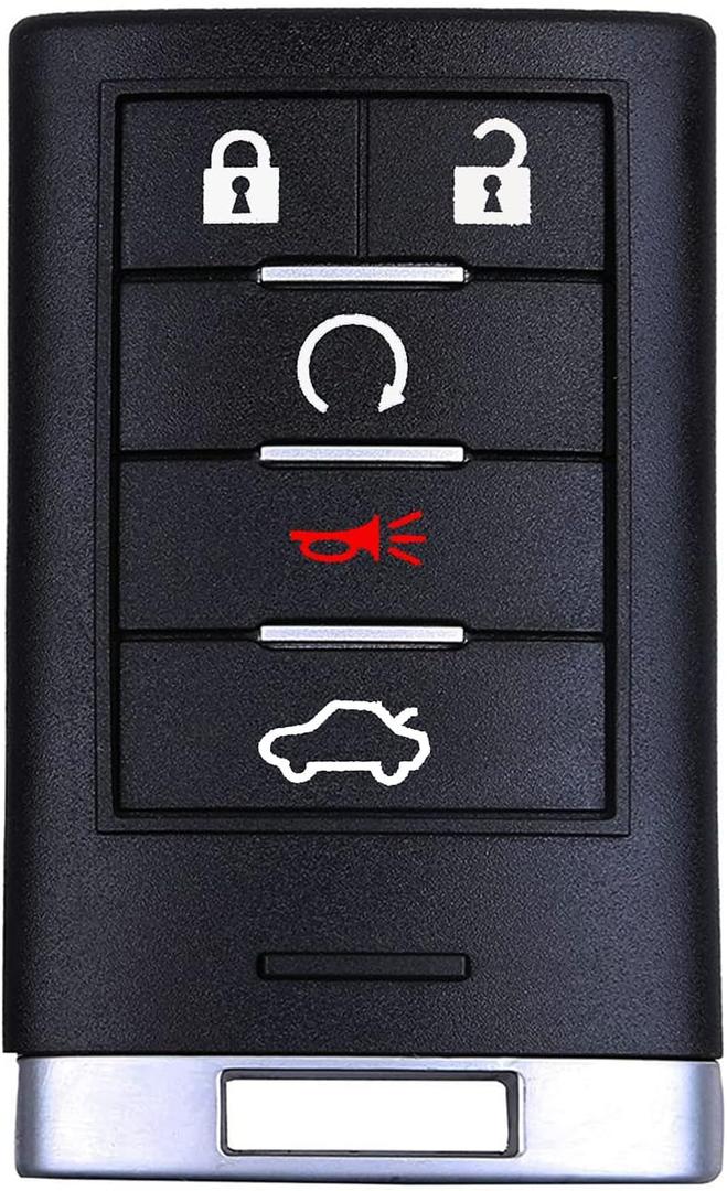 5 Buttons Remote Key Fob Control Replacement for C adillac CTS 2008 2009 2010 2011 2012 2013 2014 2015 / Cadillac STS 2008 - 2011 (FCC ID: M3N5WY7777A 315MHz) 1 Pack