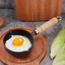 Mini Cast Iron Skillet, 4.3 inch Mini Egg Frying Pan Melting Pot with Double Drip Spouts, Small Frying Pan Oil Heating Pan Milk Butter Warmer Pot with Wood Handle for Indoor Outdoor Cooking