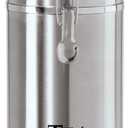 Oggi Stainless Steel Tea Canister 62 fl oz - Airtight Clamp Lid, Clear See-Thru Top - Ideal for Tea Bag, Loose Tea, Kitchen Storage, Pantry Storage. Large Size 5" x 7.5". (Silver)