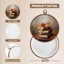 XBBMGG Vintage Fall Maple Leaf Book Wall Art Decor, Rustic Autumn Book Reading Round Wall Hanging Decor, Thanksgiving Bookish Framed Canvas Prints for Reading Room Library Home Decorations (10L" x 10W")