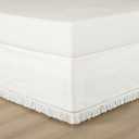 Lush Decor Boho Fringe 15-Inch Tailored Drop Easy Fit Bed Skirt King Size Single 78" W x 80" L +15" Pure White - King Bed Skirt - Wrap Around Bed Skirt
