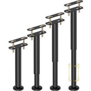 4 Pcs Adjustable Height Bed Support Legs 10-17 inch, Bed Frame Center Support Legs for Bed Frame/Bed Center Slat/Furniture, Heavy Duty Metal Bed Legs Replacement Bed Slats Support Legs