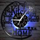 12'' Kitchen Vinyl Record Wall Clock 7 Kinds of LED Color, Kitchen Heart Home Theme Wall Clock Night Light Silent Non Ticking Coffee Bar Wall Watch Clock for Women Wife Restaurant Dining Room