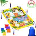 Leitee 2 in 1 Bean Bags Toss Game Animal Cornhole Bean Bags Ring Toss Game Kids Cornhole Games Set Party Carnival Games Toys Gifts Birthday Games Ideal Birthday for Ages 4-8 Toddlers