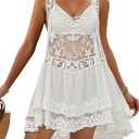 Eomenie Women's Swimsuit Lace Cover Up Loose Sheer Sleeveless Swim Cover Sexy Backless Bathing Suit Coverup Beach Dress, One Size
