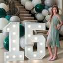 Marquee Numbers 3 Feet Tall Big Light Up Numbers 15th Happy Birthday Decorations Girl Boy White Anniversary Party Decor Large Cardboard Prop Backdrop Sign 15