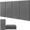 Acoustic Panels(4 Packs) 24x12x2'' Thick Fiberglass Soundproof Wall Panels, Upgraded Decorative Sound Dampening Panels(Full Self-Adhesive), Sound Absorbing Panels Noise Cencelling Studio, Grey