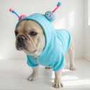 French Bulldog Clothes Halloween Dog Costume Sweater for Medium Dogs Girl Boy, Frenchie Clothes Halloween Costumes Winter Coat Hoodies Sweatshirt for Doggy and Cat,Blue Sweater,L