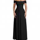 VKIHOC Summer Formal Wedding Guest Off the Shoulder Maxi Dress Women 2026 (M)