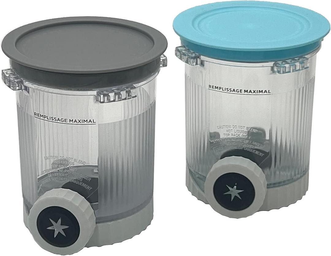 Replacement Swirl by Creami 2-Pack Pints and Lids, Compatible with: Ninja Swirl by CREAMi Soft Serve & Ice Cream Machine NC700, NC701, NC701Q, CN701CO (Grey+Blue)