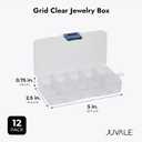 Juvale 12-Pack Mini Tackle Box Organizer - Clear Plastic, 5 x 2.6 x 0.8 In - Customizable Dividers for Screw & Bead Storage - Craft & Earring Storage Containers