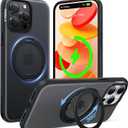 TORRAS 360 Magnetic Stand for iPhone 15 Pro Case, [Fit for MagSafe] [Rotatable Stable Stand] Military-Grade Shockproof Slim Anti-Scratch Back, O-Fitness Series, Obsidian Black, Translucent