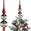 Simgoing 13 Inch Glass Nutcracker Christmas Tree Topper 3 Tier Nutcracker Christmas Glass Finial Vintage Treetop Decor for Xmas Gift Home Vintage Holiday Party Decoration
