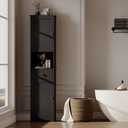 Viaozutis Tall Bathroom Cabinet, Storage Cabinet with 2 Doors & 2Drawer, with Ajustable Shelve, for Bathrooms, Kitchens,Entrances,BedroomsBlack