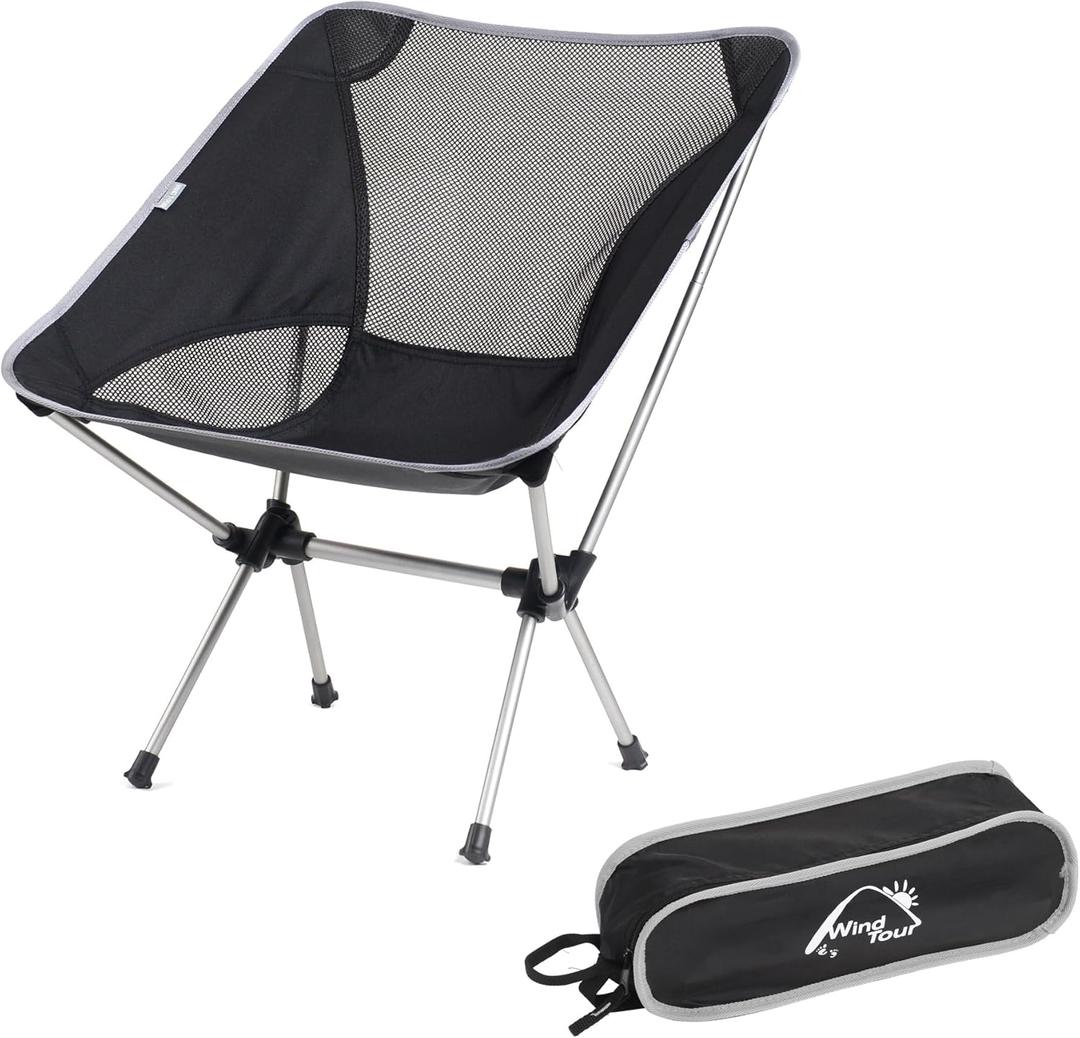 Portable Camping Chair Lightweight Foldable Outdoor Chair for Hiking Camp Backpacking Lawn Beach Fishing Picnic with Carry Bag (Silver - Ultra Light)