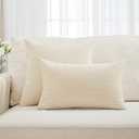 FUTEI Beige Decorative Throw Pillow Covers 20x20 Inch Set of 2,Soft Chenille Striped Textured Cushion Covers,Home Decor for Couch Bed Living Room Office Car
