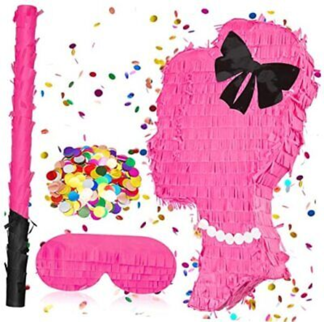 Spa Pinata for Birthday Party Girls Princess Piñata Bundle with Stick Blindfold and Round Confetti for Paris Princess Cinco De Mayo Spa Makeup Themed Birthday Party Decorations Supplies (Girl)  15.7 x 11.02 x 2.75 inches