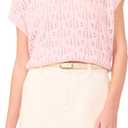 Vince Camuto Women's Pointelle Crew Neck Short Sleeve Sweater