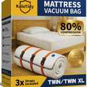 Memory Foam Mattress Vacuum Bag, Heavy-Duty Mattress Storage Bag for Moving and Transport, Mattress Compression Bag with Straps & Dual-Zip Seal (Orange Straps, Twin/Twin XL)