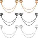6pcs Magnet Clothing Pins, Metal Magnetic Clothing Clips with Chain Multi-Use Strong Magnet Pin Magnetic Button Clips for Fixing Hem of Hijab Clothes Long Pants Legs Sleeves of Shirts(Heart Style)