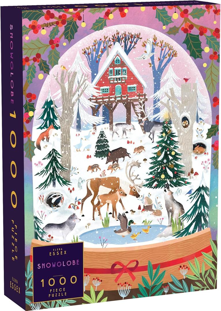 Christmas Puzzle - Snowglobe | Christmas Puzzles 1000 Pieces | Puzzles for Adults 1000 Pieces | Jigsaws Size 28 x 20 inches | Elena Essex Puzzles (Purple)