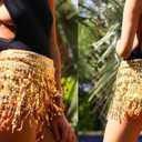 Women's Sequins Tassel Skirts Shorts Booty Dance Festival Bottoms, Small